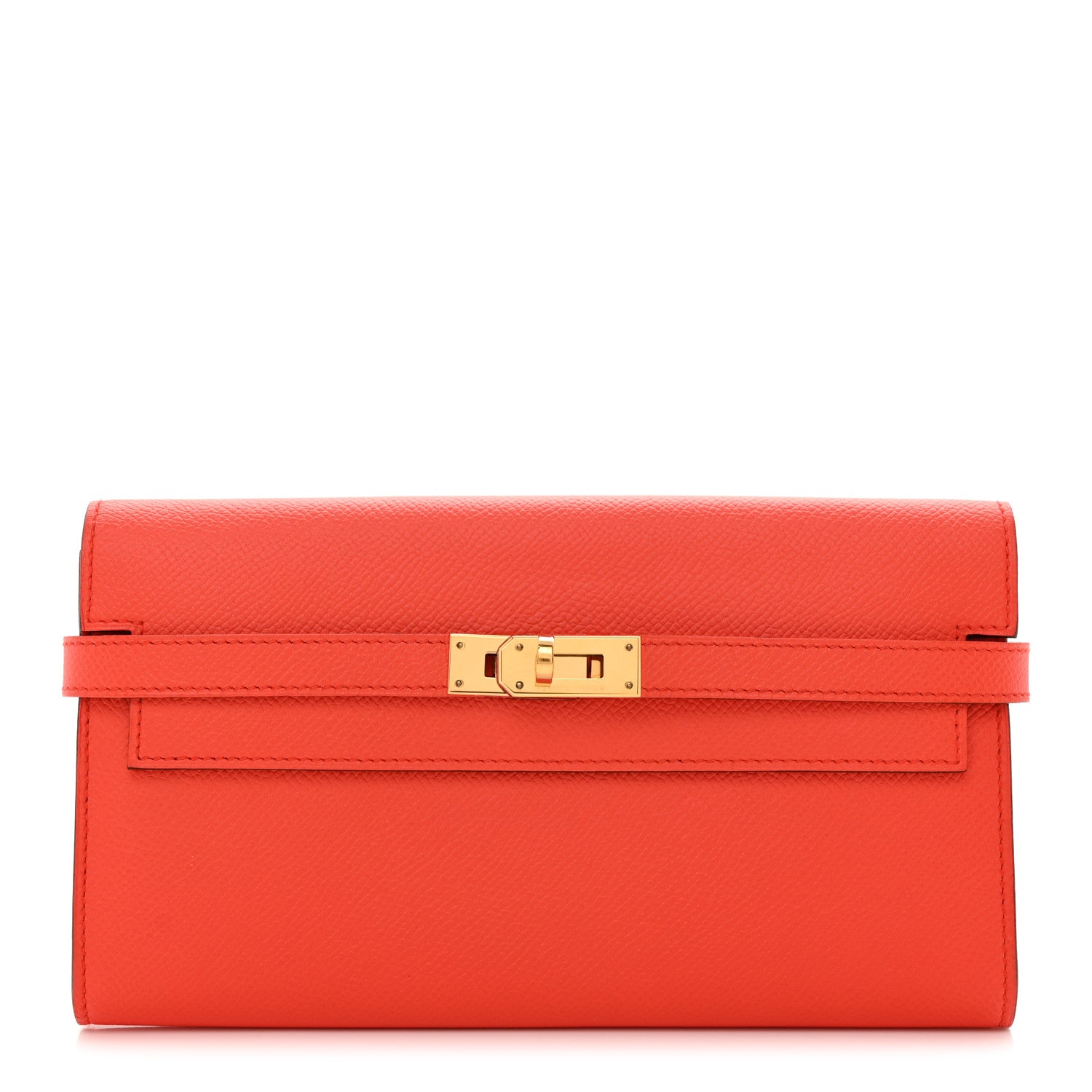 Epsom Kelly Longue Wallet Orange Poppy