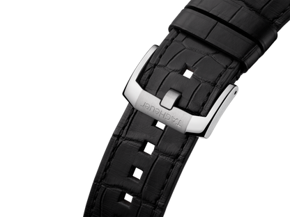 Tag Heuer Autavia Chronometer Flyback Chronograph Silver Dial Black Leather Strap Watch for Men - CBE511B.FC8279