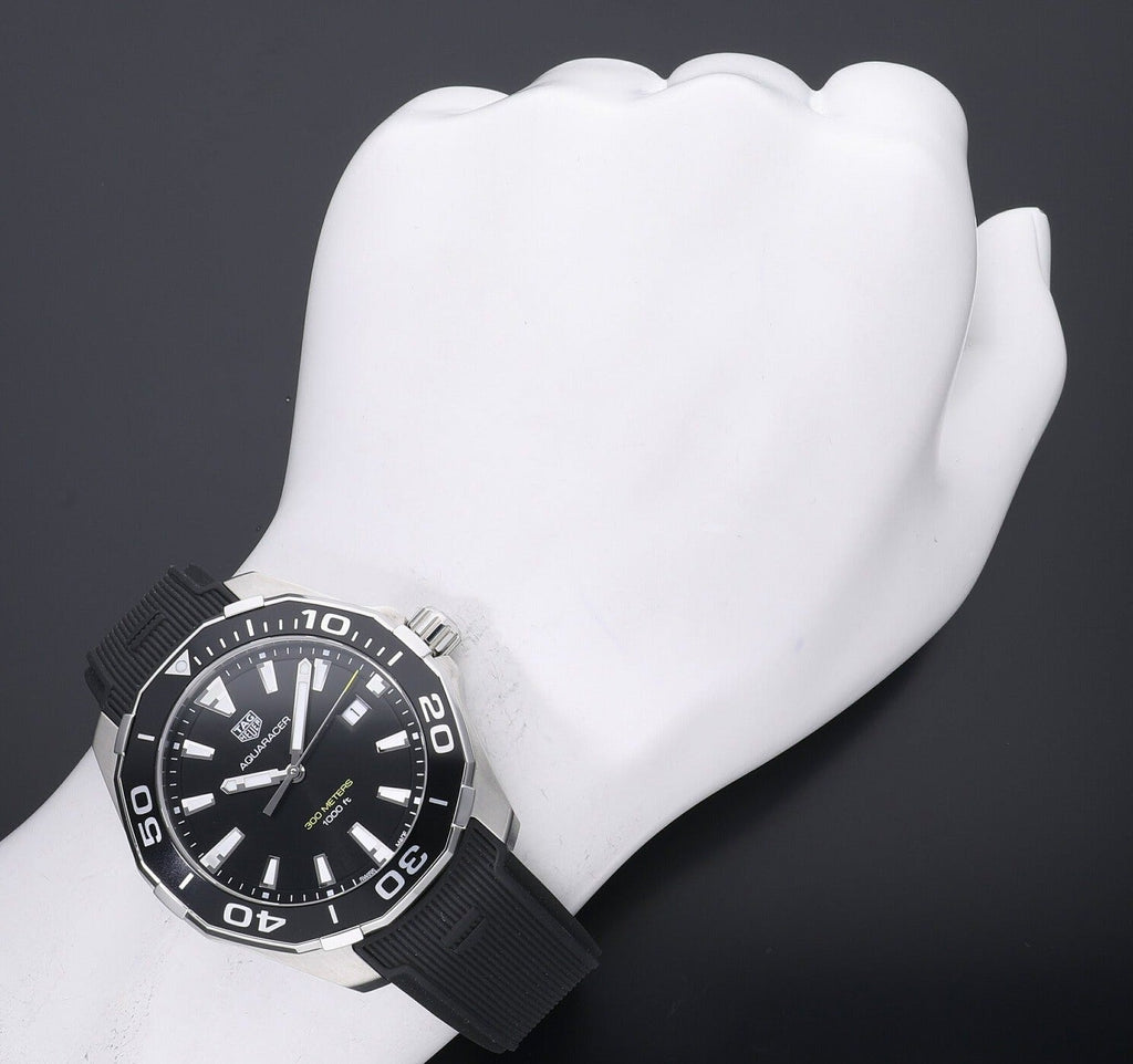 Tag Heuer Aquaracer Quartz Black Dial Black Rubber Strap Watch for Men -  WAY101A.FT6141