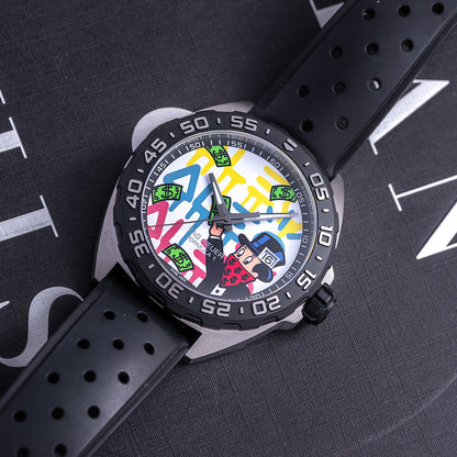 Tag Heuer Formula 1 Alec Monopoly Special Edition Black Rubber Strap Watch for Men - WAZ1119.FT8023