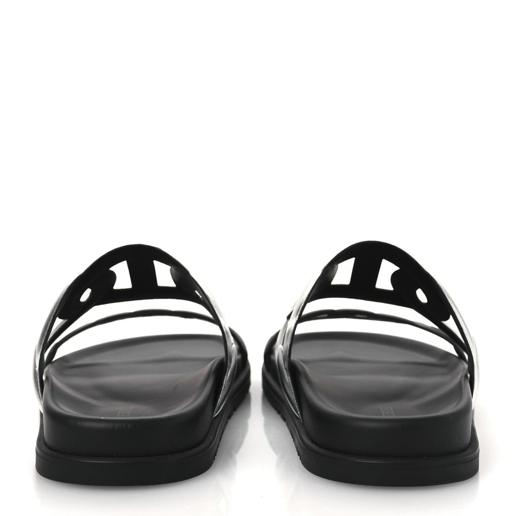 Metallic Nappa Extra Sandals 36 Gris Argente Black