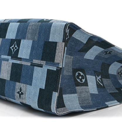 Denim Damier Monogram Onthego Blue Rouge