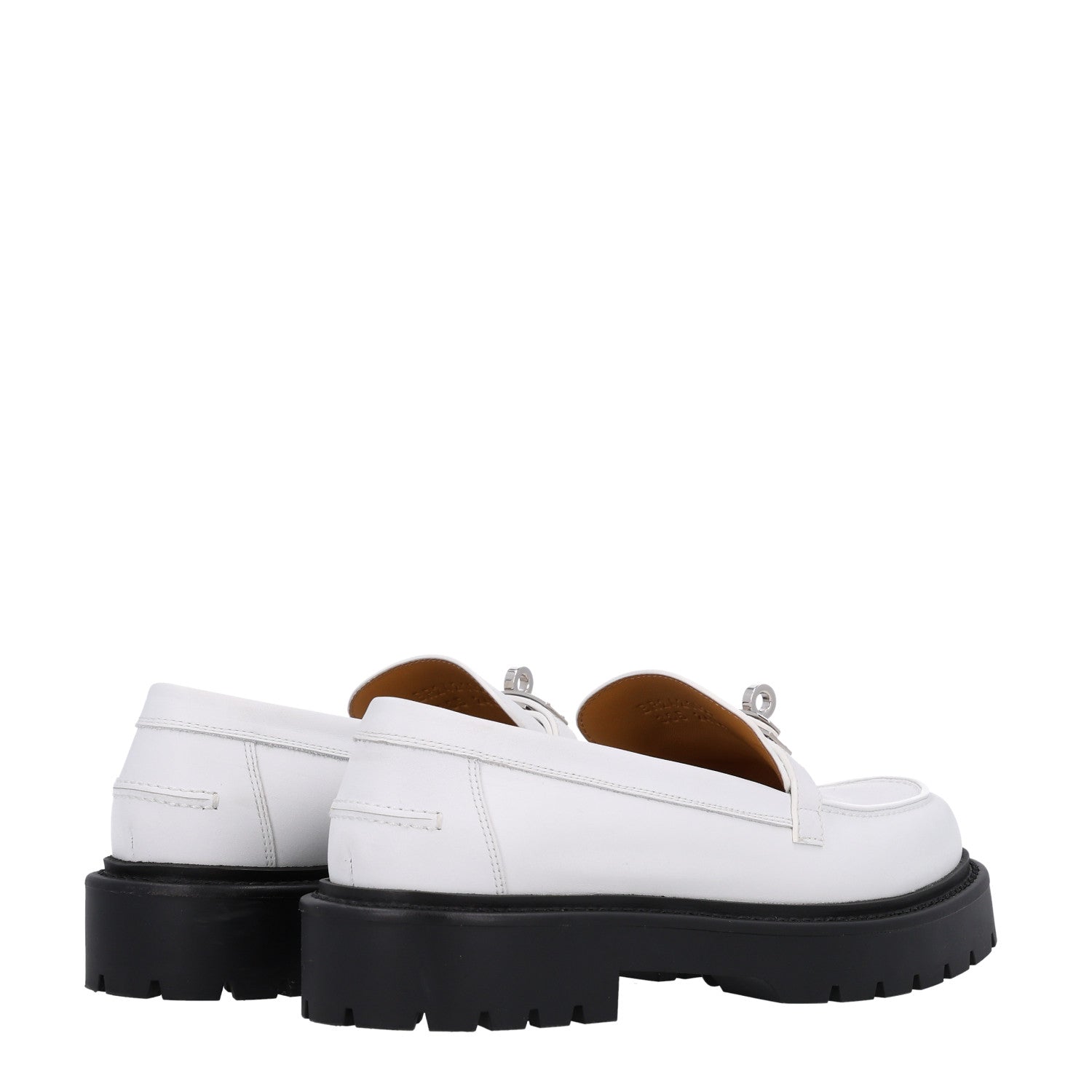 Calfskin Womens Icone Loafers 38.5 White