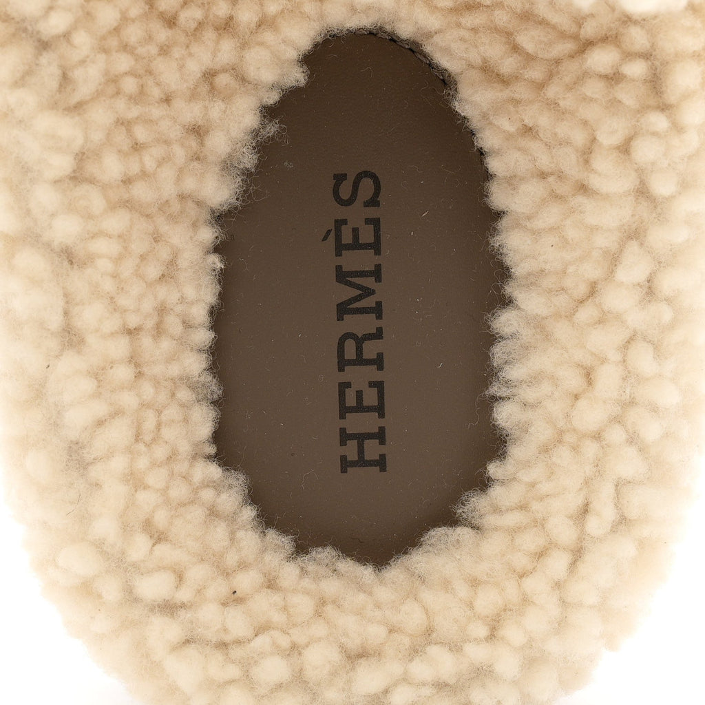 Suede Goatskin Woolskin Womens Chypre Sandals 38.5 Etoupe