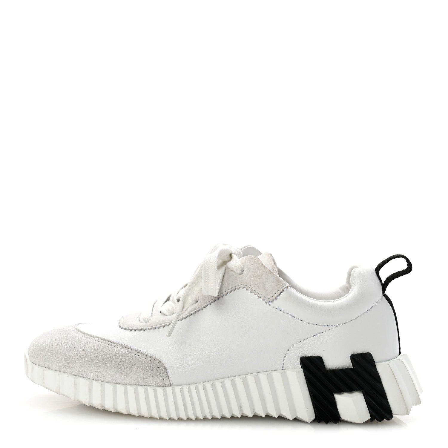 Calfskin Suede Goatskin Bouncing Sneakers 35.5 White Black
