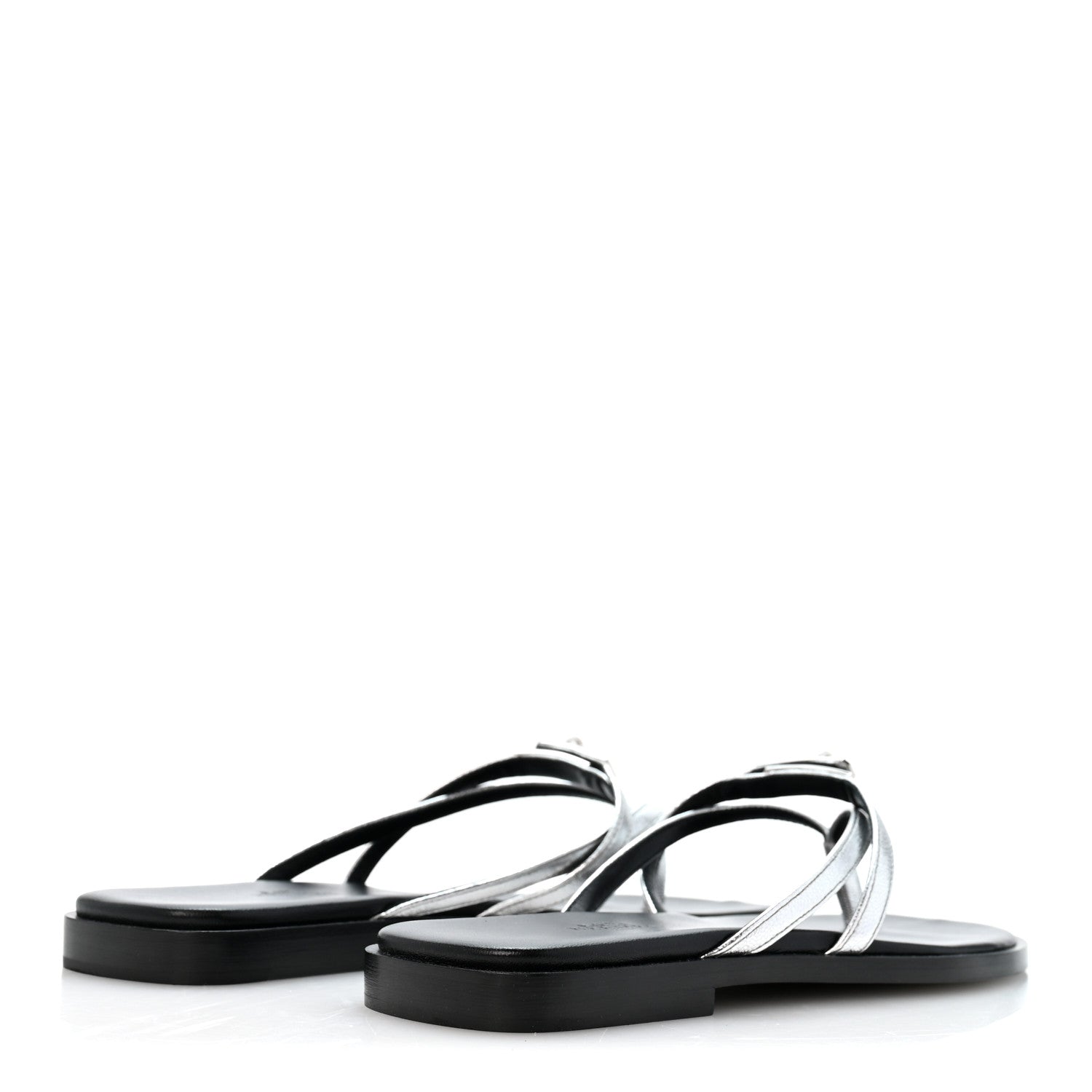 Metallic Goatskin Miss Sandals 36 Gris Argente