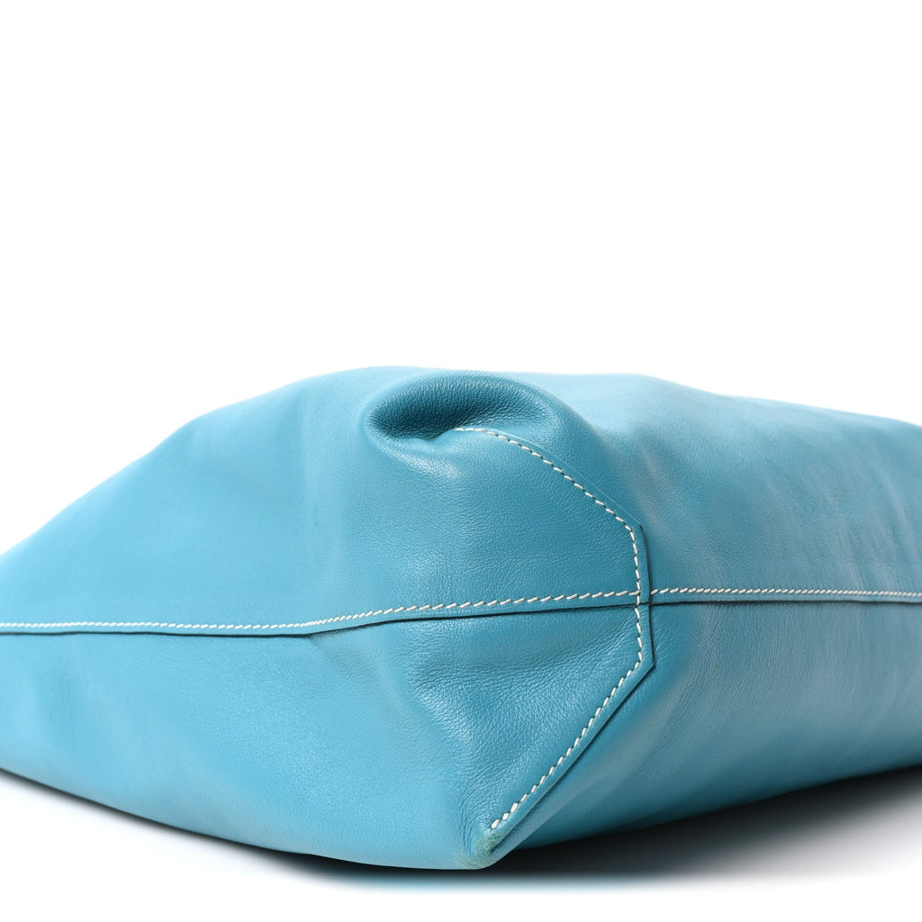 Veau Sikkim Double Sens 36 Reversible Tote Turquoise Gris Perle