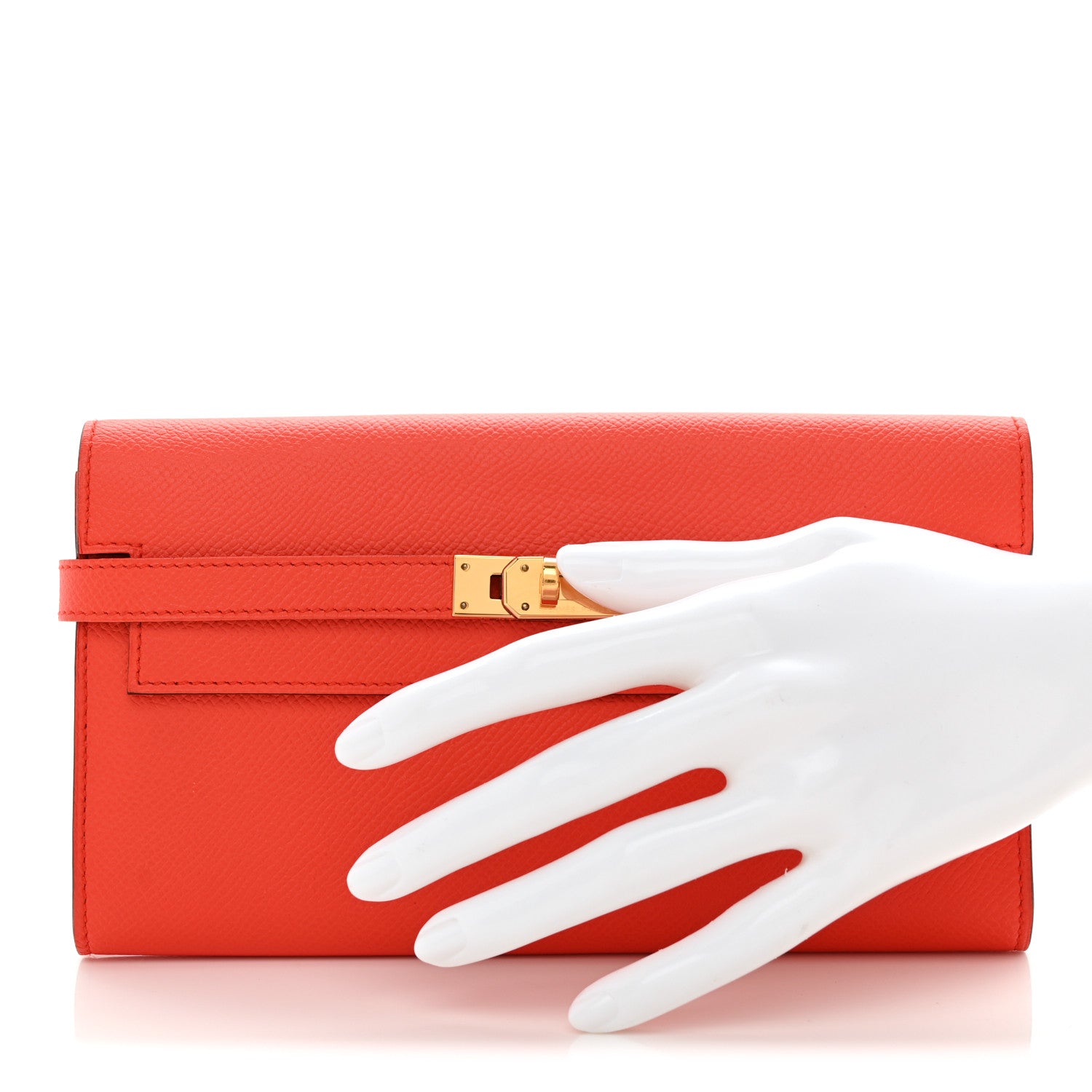 Epsom Kelly Longue Wallet Orange Poppy