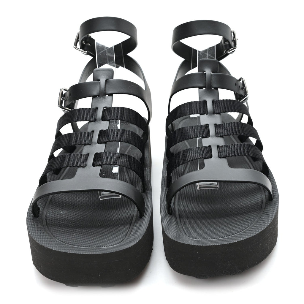 Calfskin Nylon Jupiter Sandals 40 Black