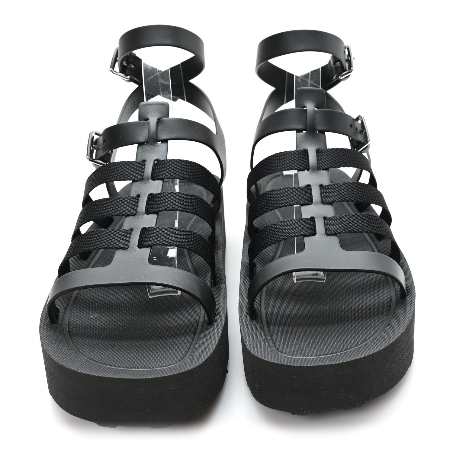 Calfskin Nylon Jupiter Sandals 40 Black