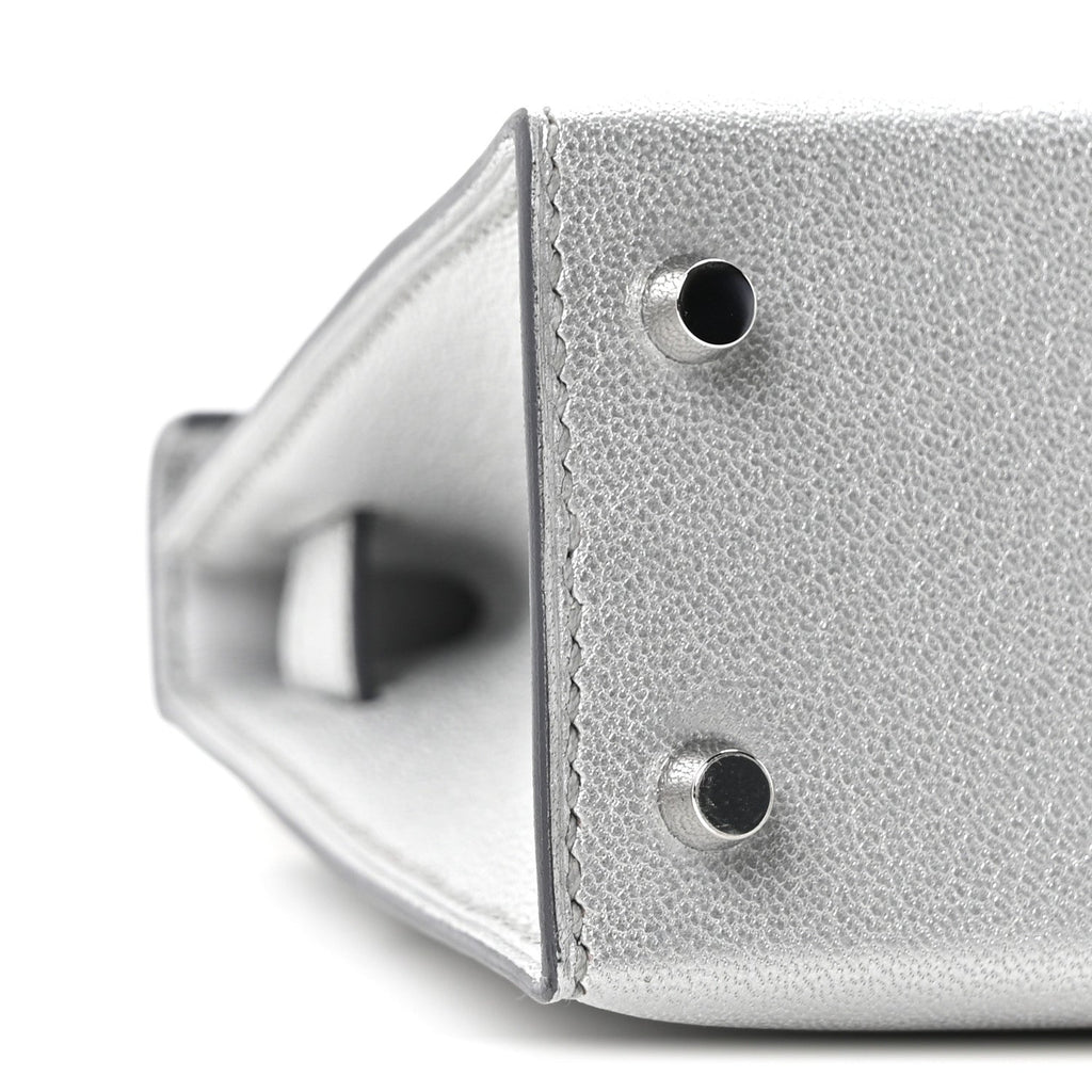 Metallic Chevre Chamkilight Mini Kelly Sellier 20 Argent