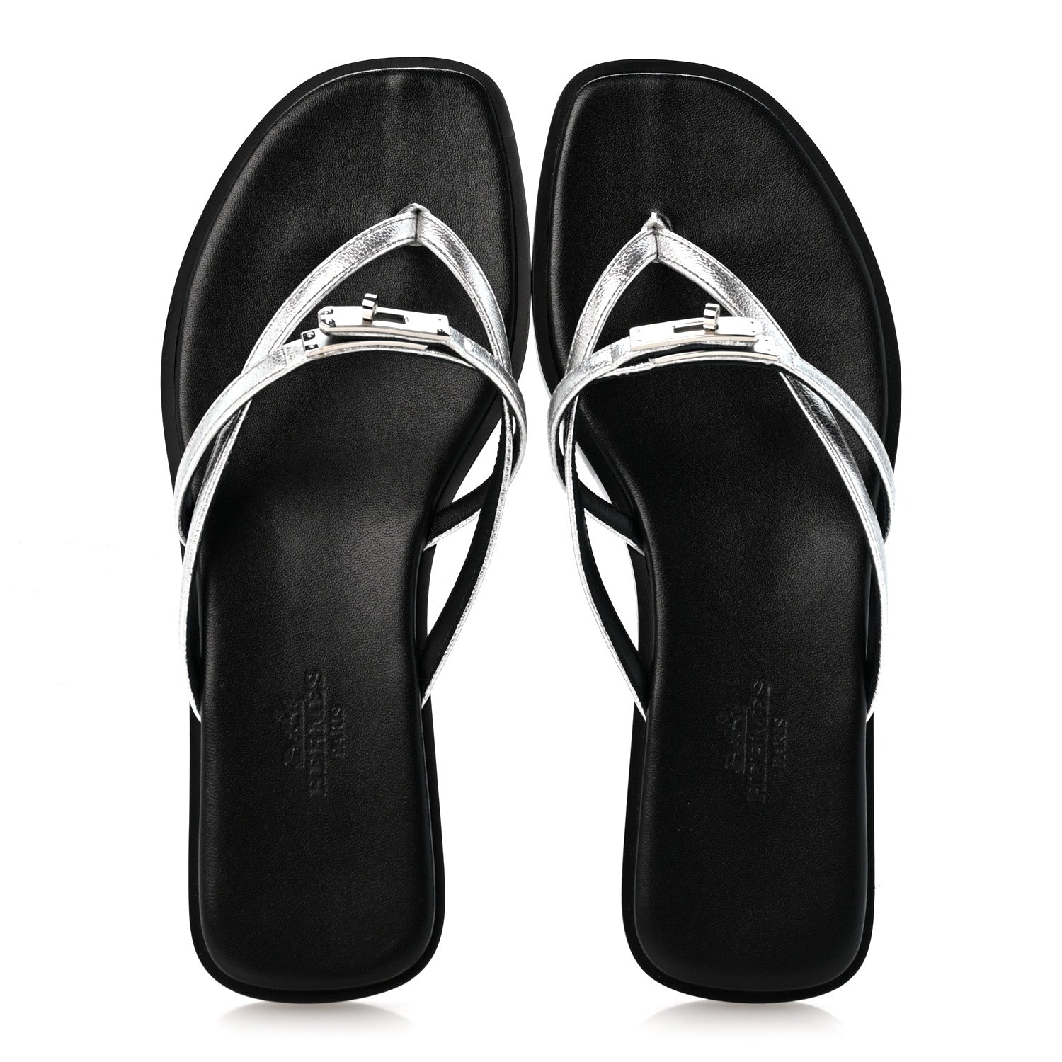 Metallic Goatskin Miss Sandals 36 Gris Argente