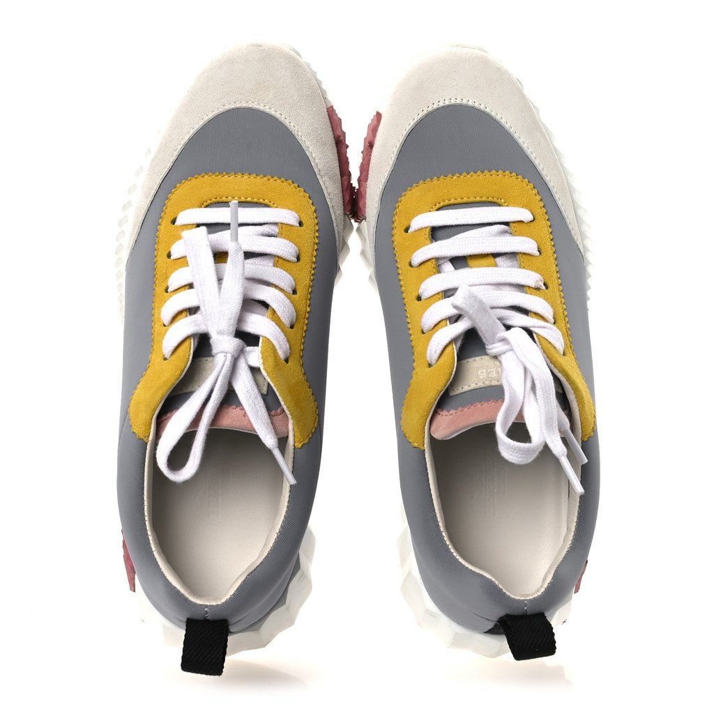 Technical Canvas Suede Goatskin Bouncing Sneakers 36 Gris Multicolor