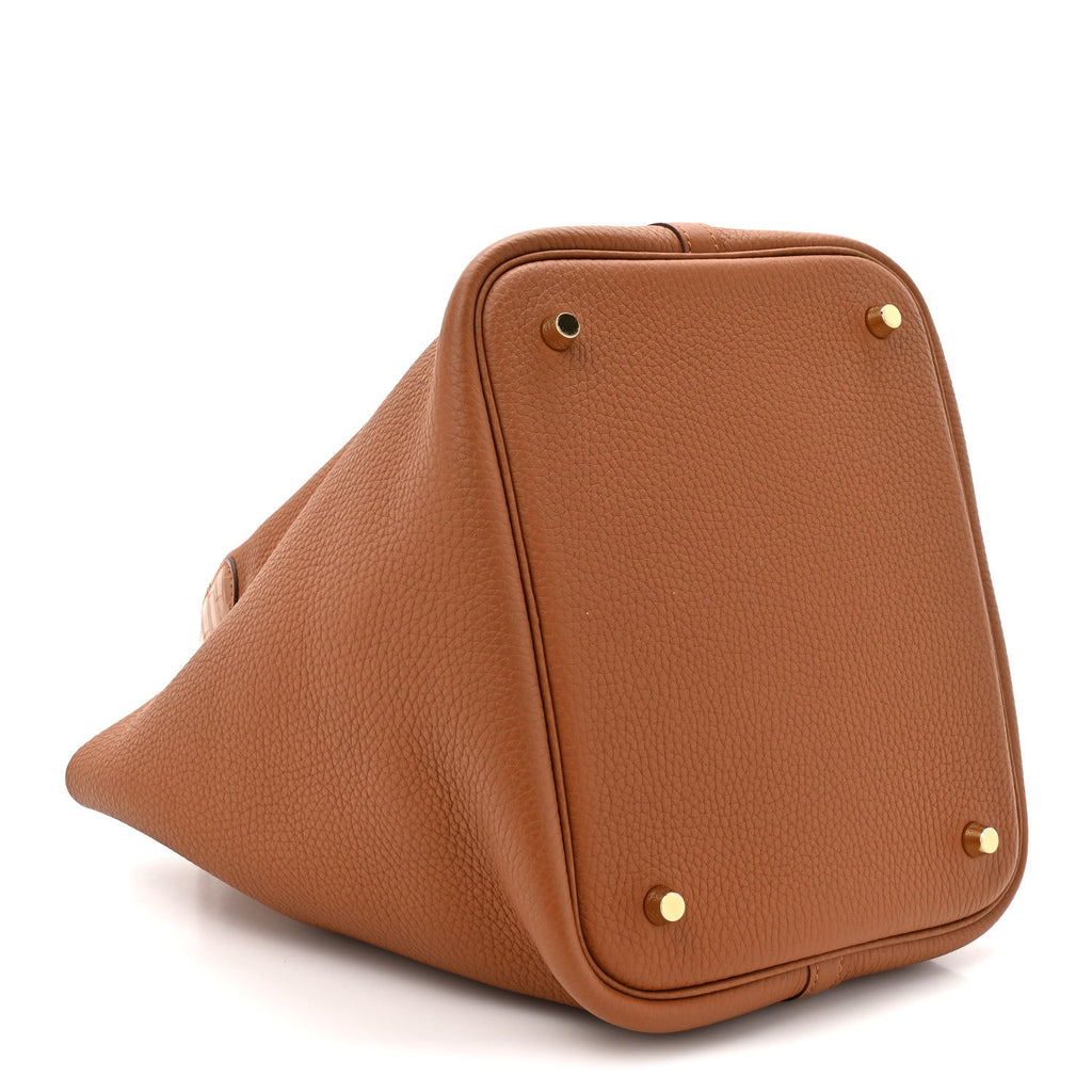 Taurillon Clemence Matte Alligator Picotin Lock Touch 22 MM Gold