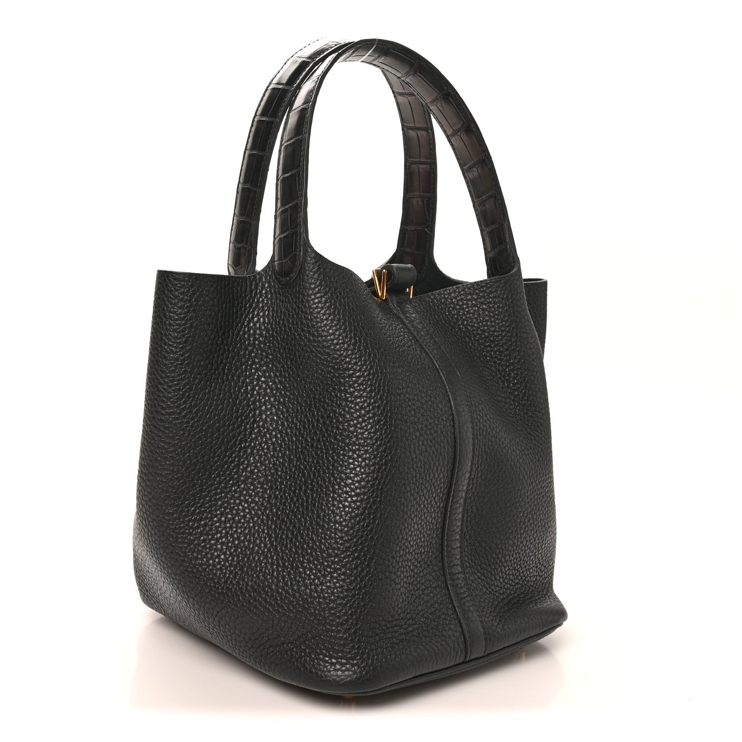 Taurillon Clemence Matte Alligator Picotin Lock Touch 22 MM Black