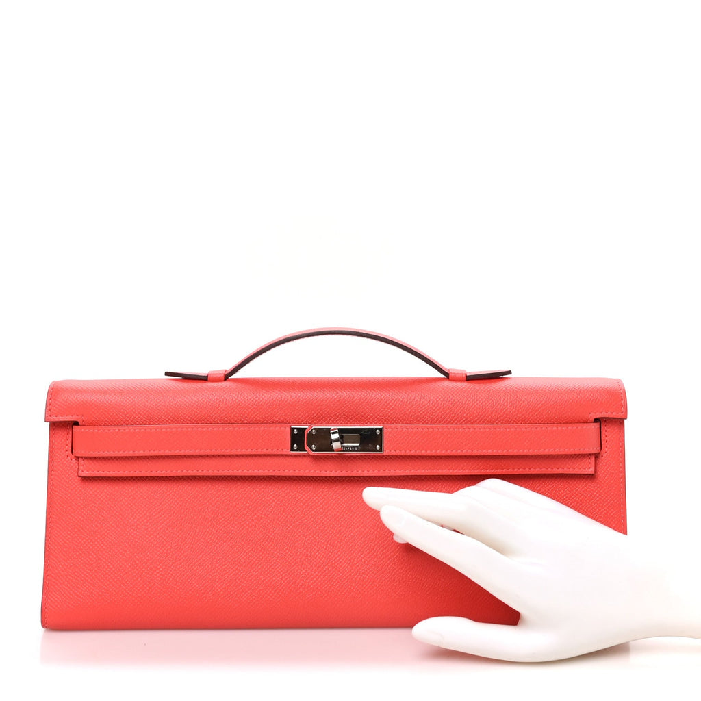 Epsom Kelly Cut Clutch Pochette Rose Jaipur