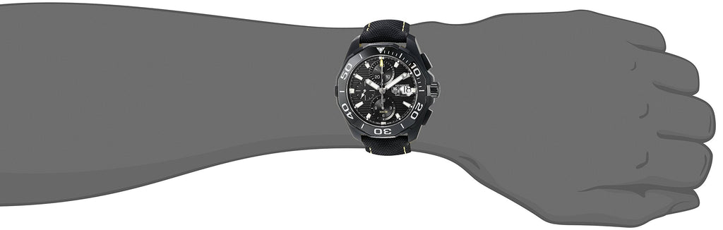 Tag Heuer Aquaracer Chronograph PVD Black Dial Black Nylon Strap Watch for Men - CAY218A.FC6361