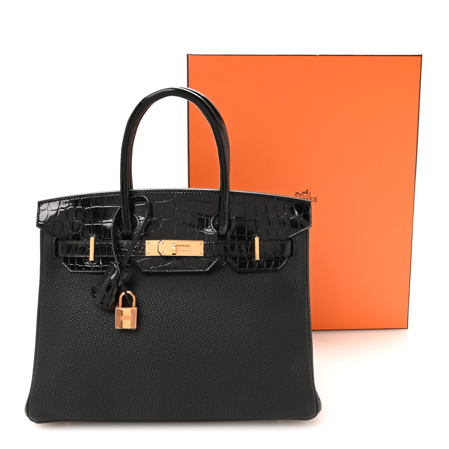Togo Shiny Niloticus Crocodile Birkin Touch 30 Black