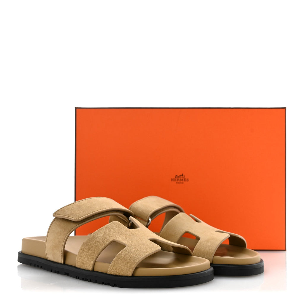 Suede Goatskin Womens Chypre Sandals 38 Beige Sable