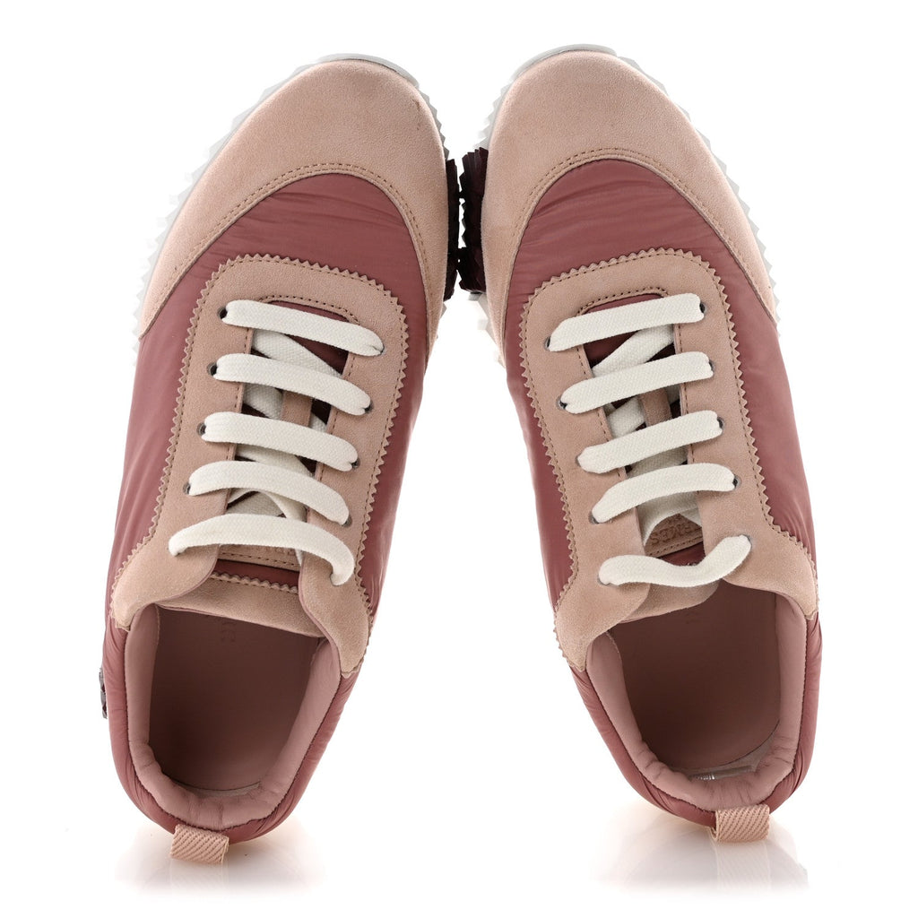 Parachute Fabric Suede Goatskin Bouncing Sneakers 35 Rose Rose Opaline
