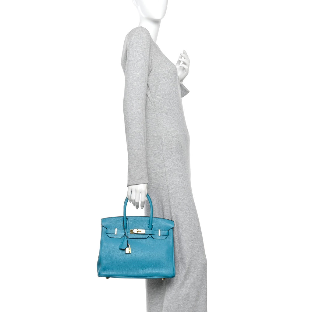 Taurillon Clemence Birkin 30 Turquoise
