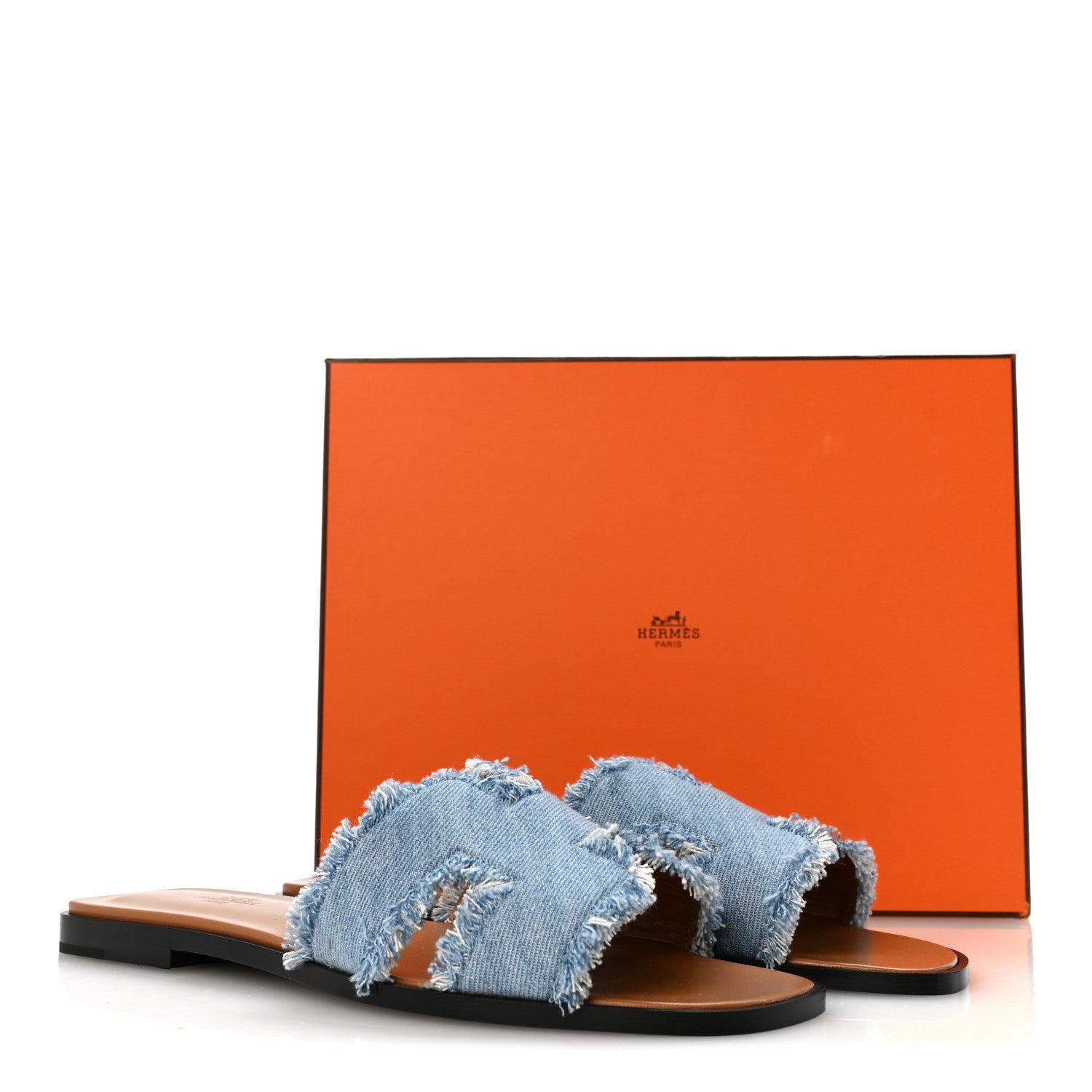 Denim Oran Fringe Sandals 40 Bleu Clair
