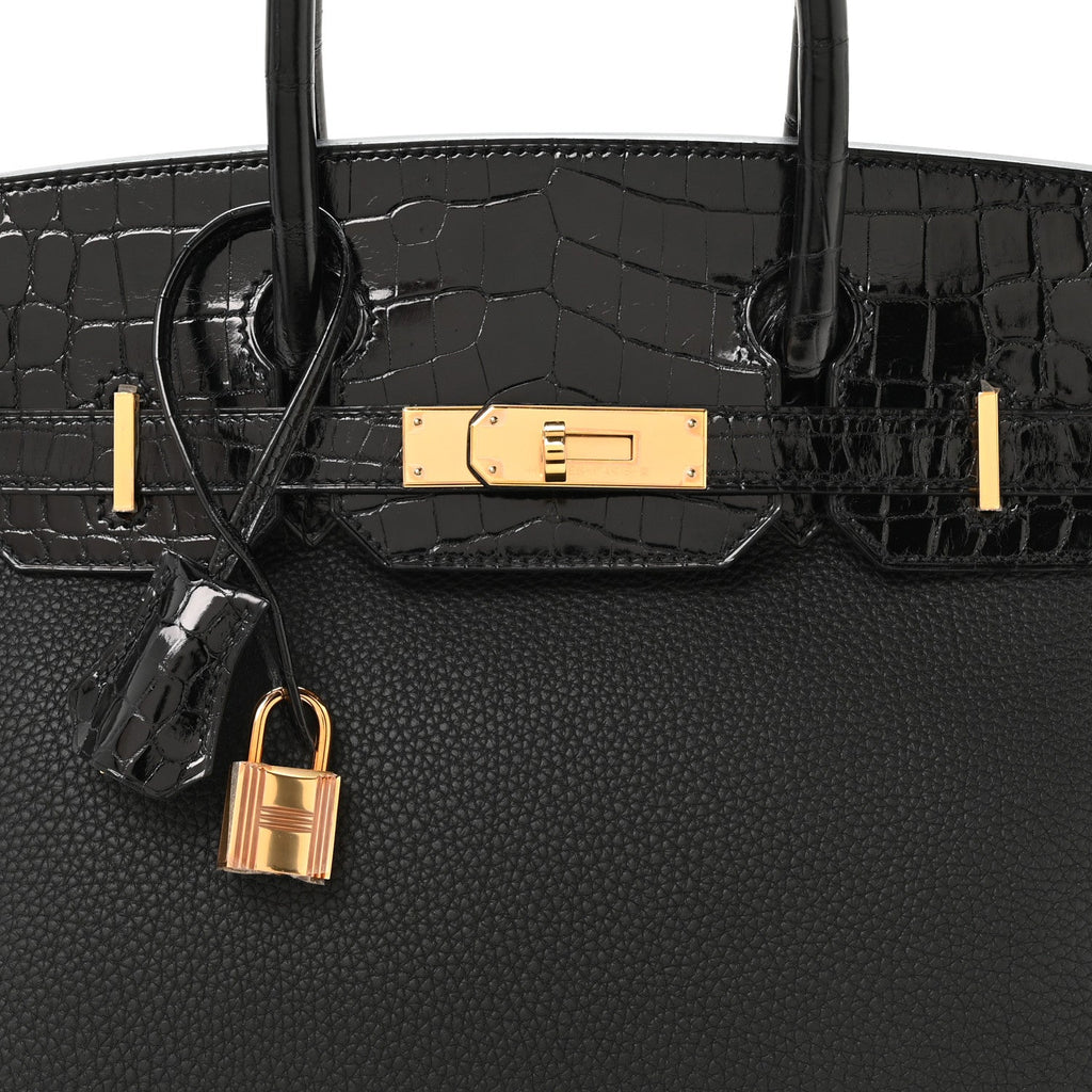 Togo Shiny Niloticus Crocodile Birkin Touch 30 Black