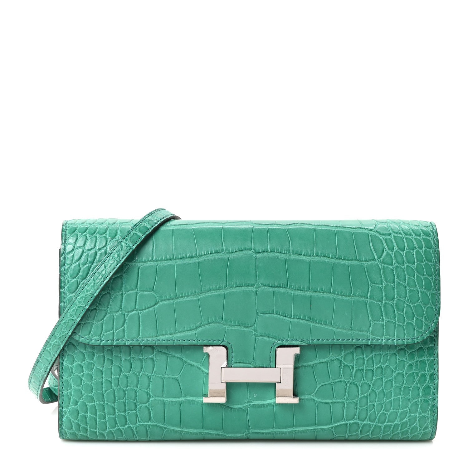 Matte Alligator Constance Long Wallet To Go Vert Jade