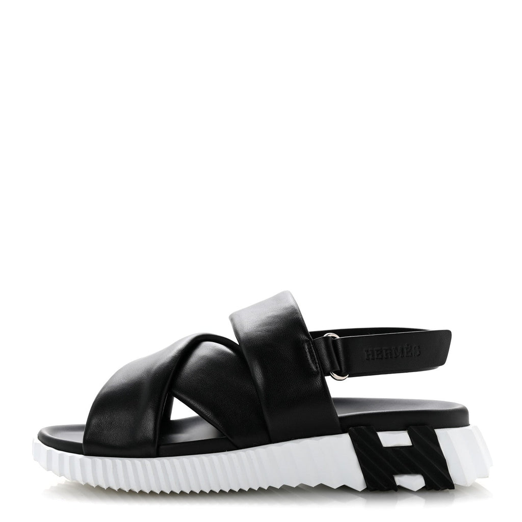 Calfskin Womens Electric Sandals 38.5 Black