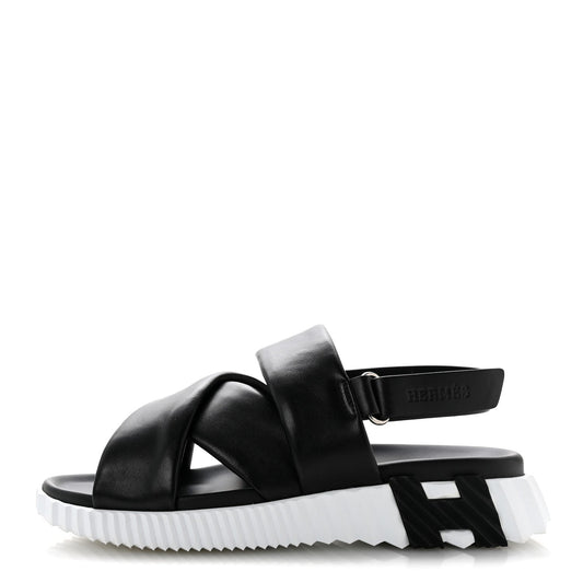 Calfskin Womens Electric Sandals 38.5 Black