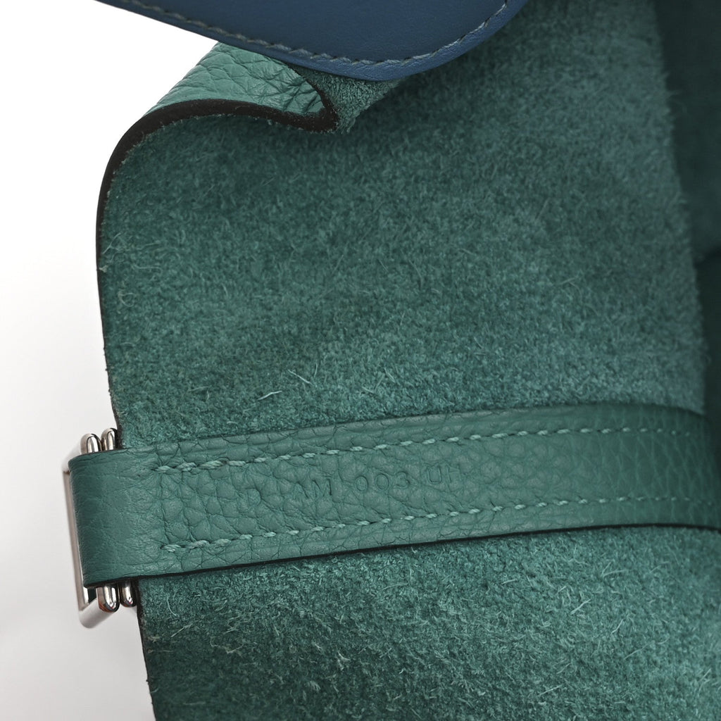 Taurillon Clemence Swift Eclat Picotin Lock 22 MM Vert Verone Bleu De Prusse