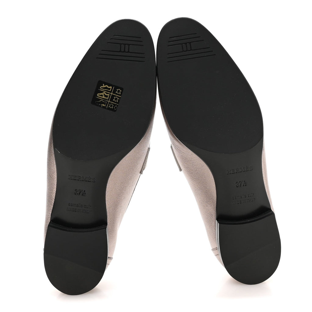 Metallic Goatskin Womens Royal Loafers 37.5 Champagne
