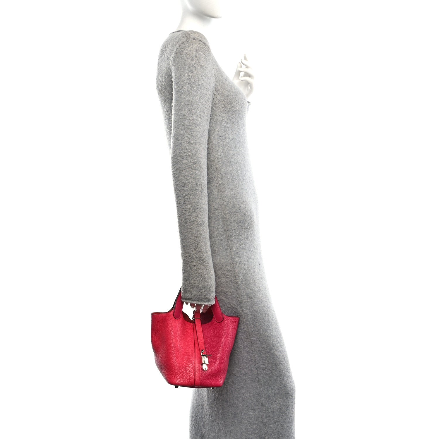Taurillon Clemence Tri-Color Picotin Lock 18 PM Rose Extreme Rose Mexico Rouge De Coeur