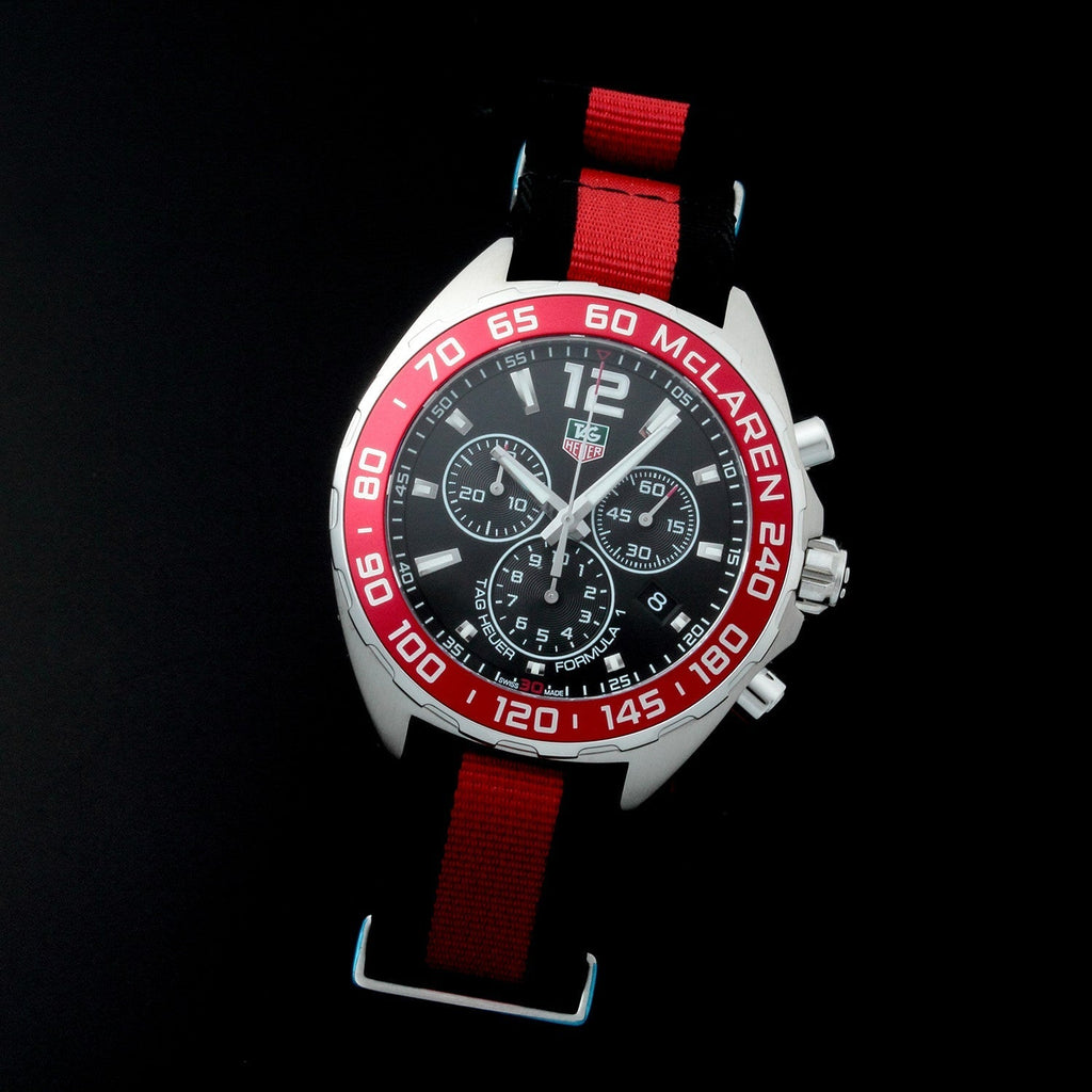 Tag Heuer Formula 1 McLaren Limited Edition Chronograph Black Dial Two Tone NATO Strap Watch for Men - CAZ1112.FC8188