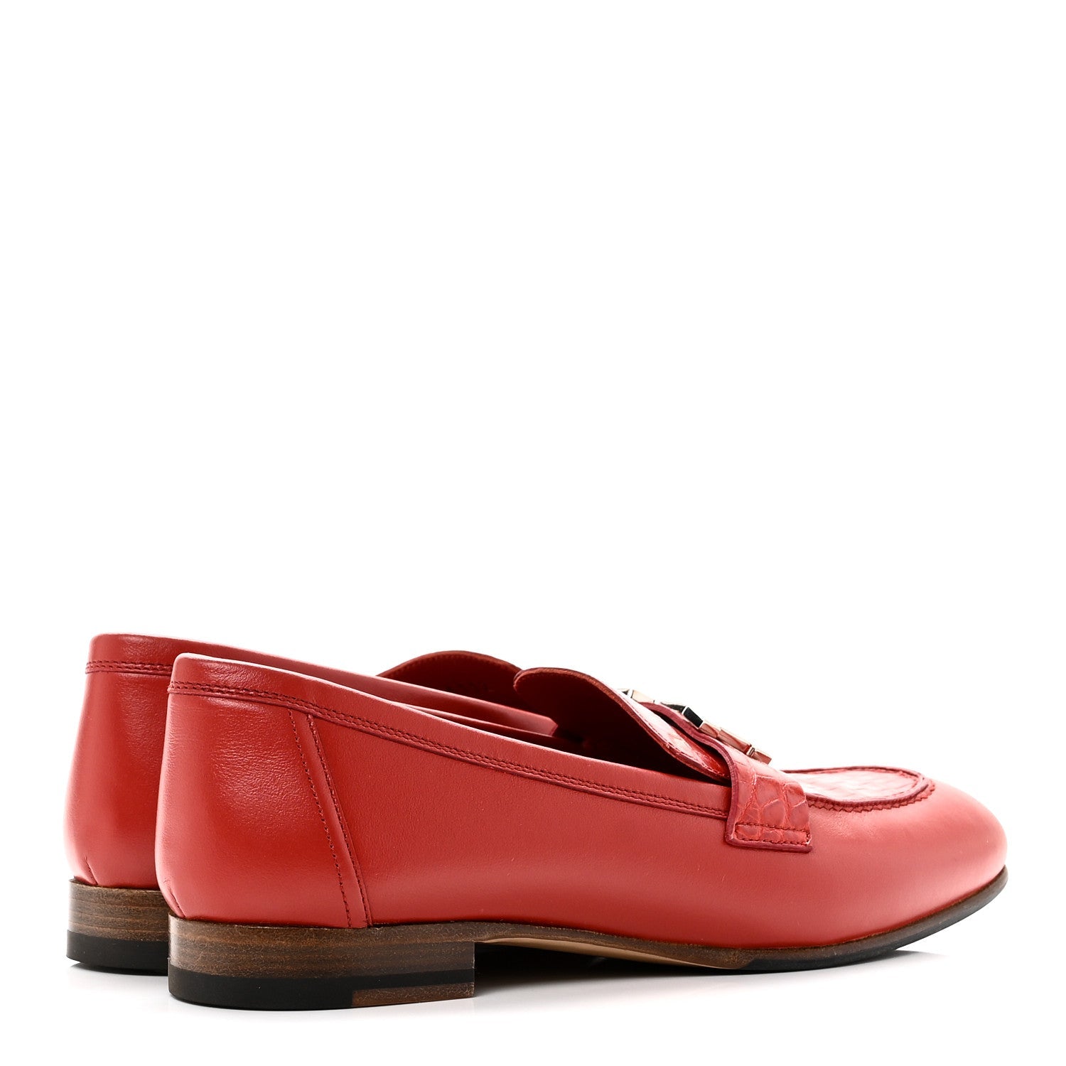 Calfskin Matte Crocodile Womens Paris Loafers 36 Orange Solaire