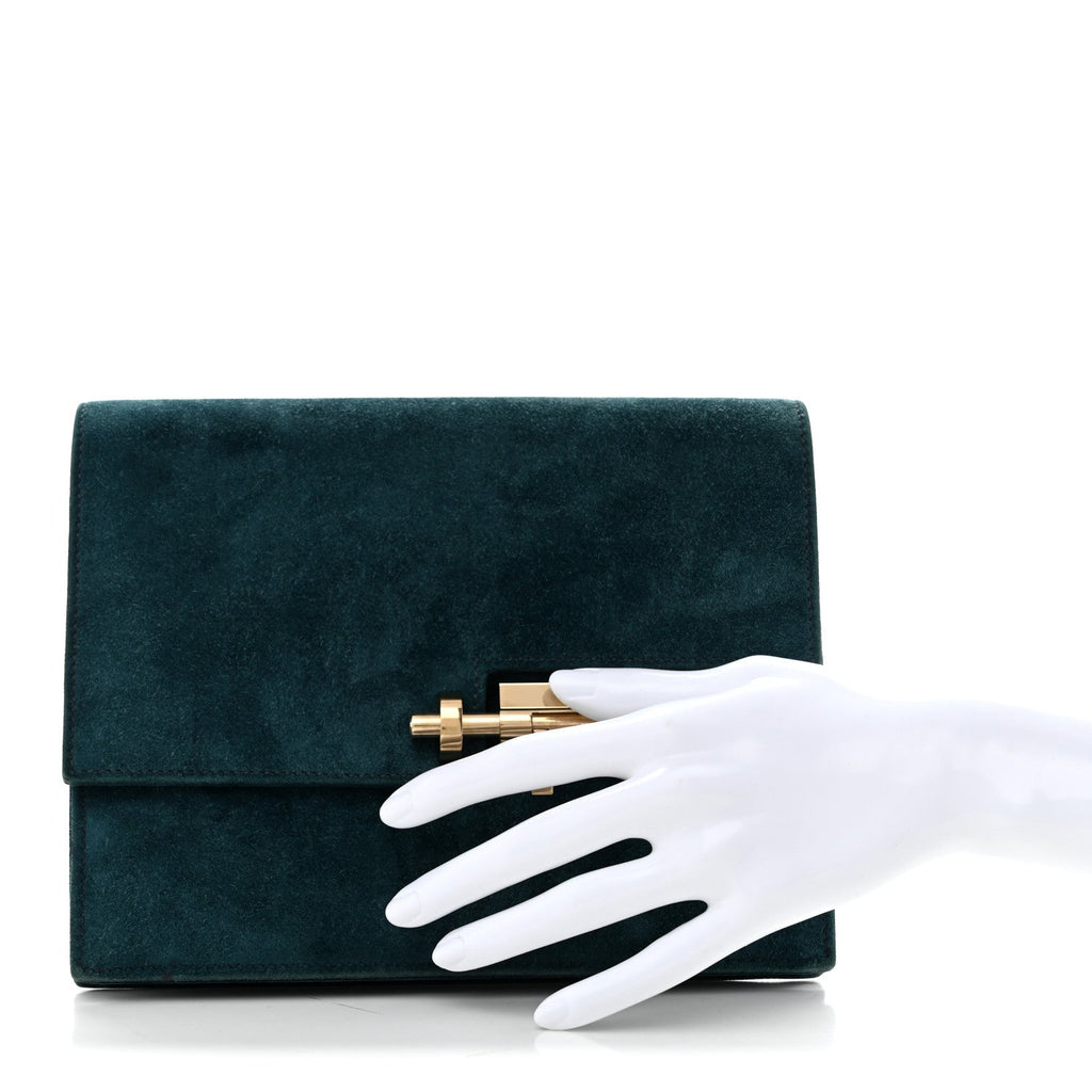 Veau Doblis Verrou Clutch Bleu Ocean