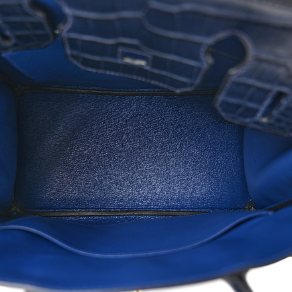 Taurillon Novillo Matte Alligator Birkin Touch 30 Bleu Saphir Bleu Marine