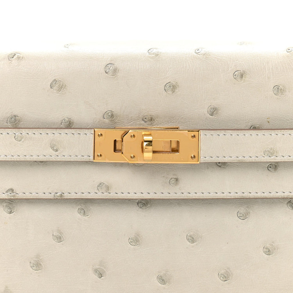 Ostrich Kelly Wallet To Go Gris Perle
