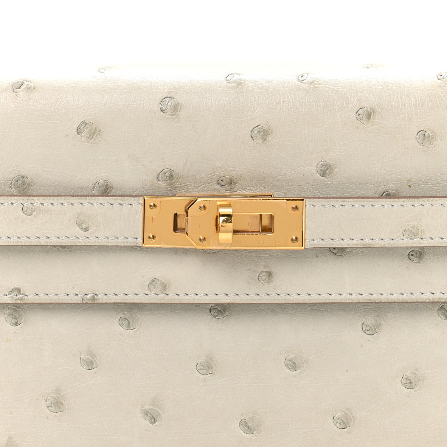 Ostrich Kelly Wallet To Go Gris Perle