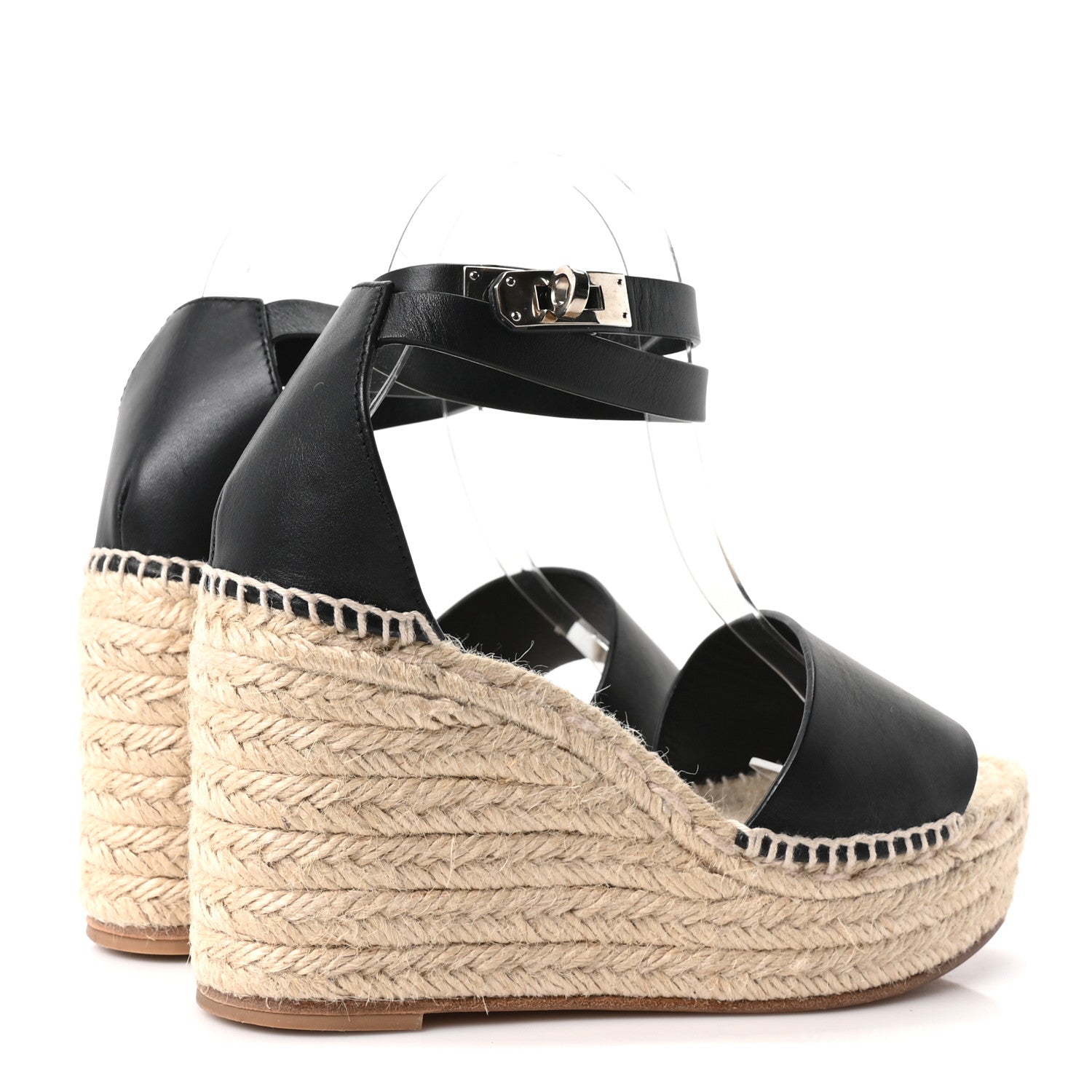 Calfskin Tipoli Espadrille Wedges 38 Black