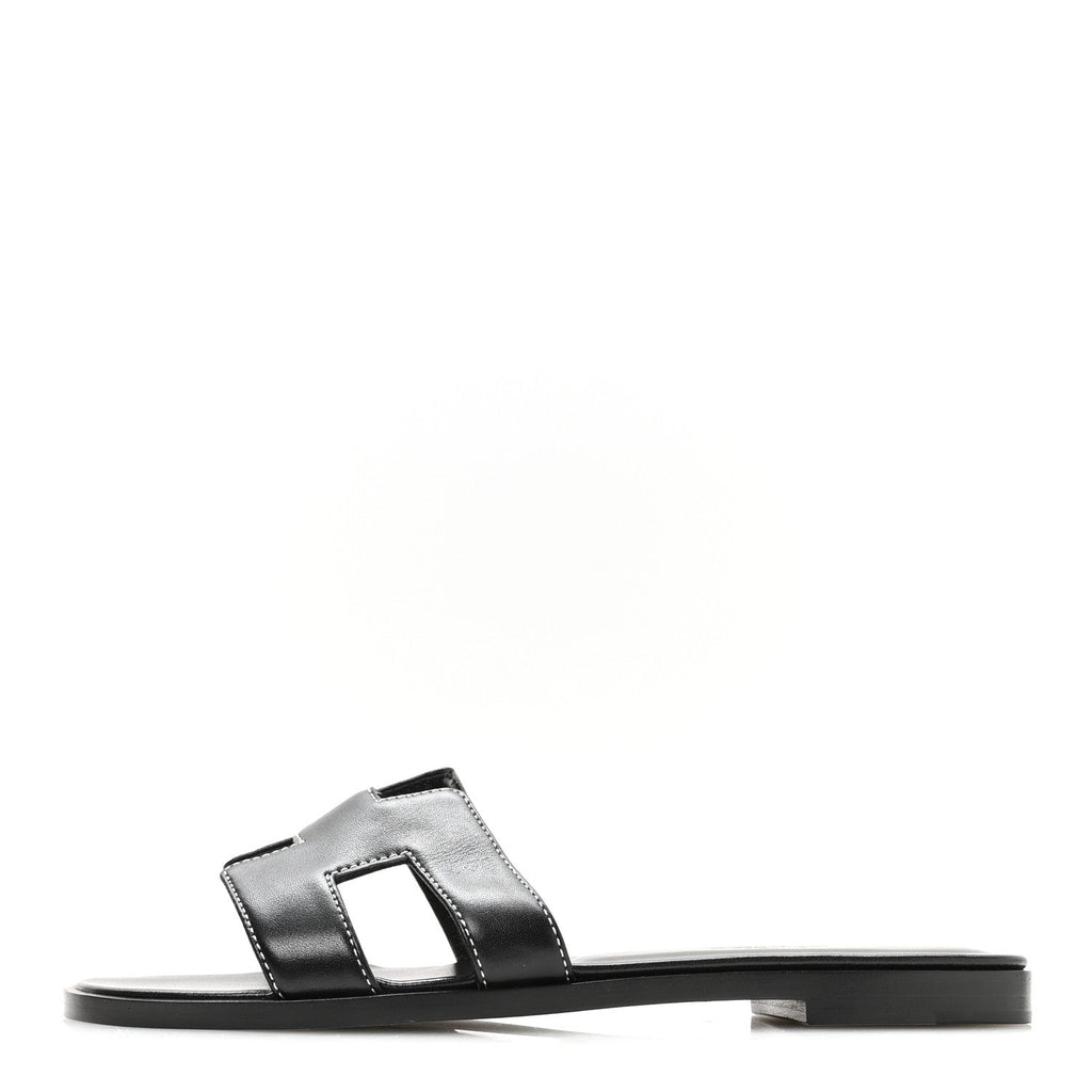 Box Calfskin Oran Sandals 37 Black
