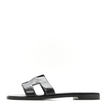Box Calfskin Oran Sandals 37 Black
