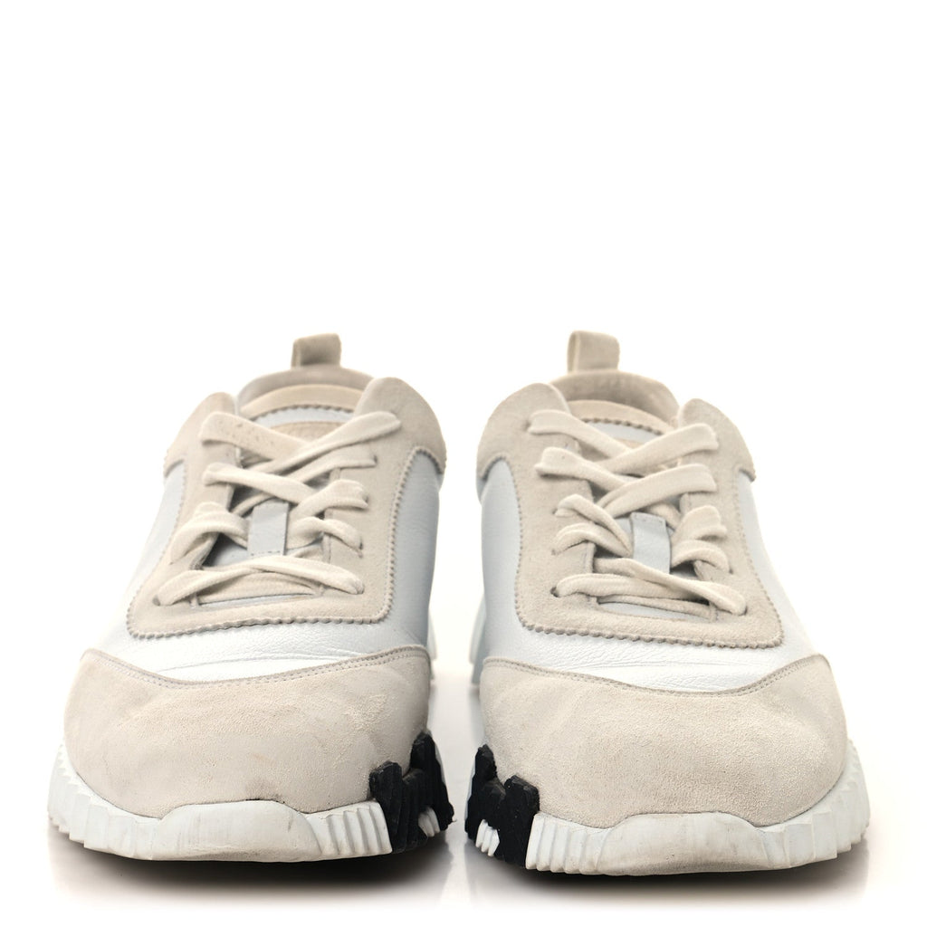 Calfskin Suede Goatskin Bouncing Sneakers 39 White