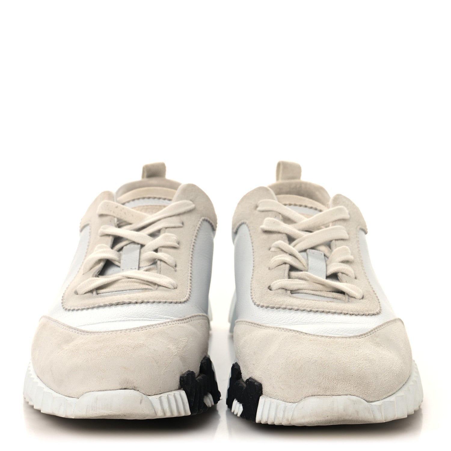 Calfskin Suede Goatskin Bouncing Sneakers 39 White