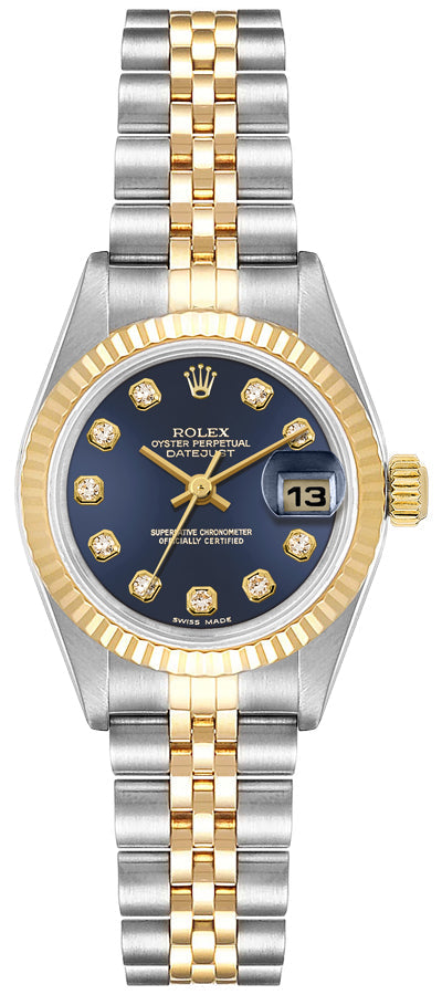 Rolex Lady-Datejust 26 Blue Diamond Dial Two-Tone Women's Watch 79173