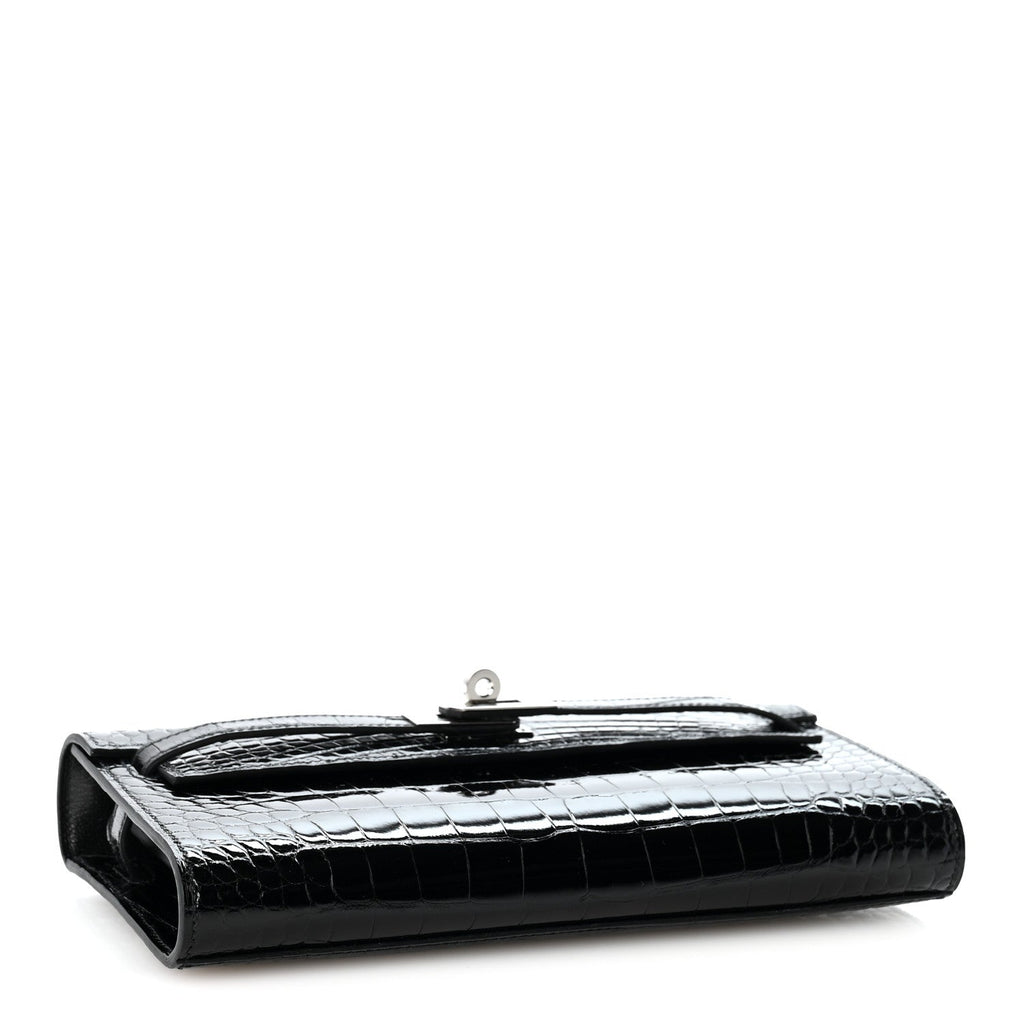 Shiny Alligator Kelly Wallet To Go Black