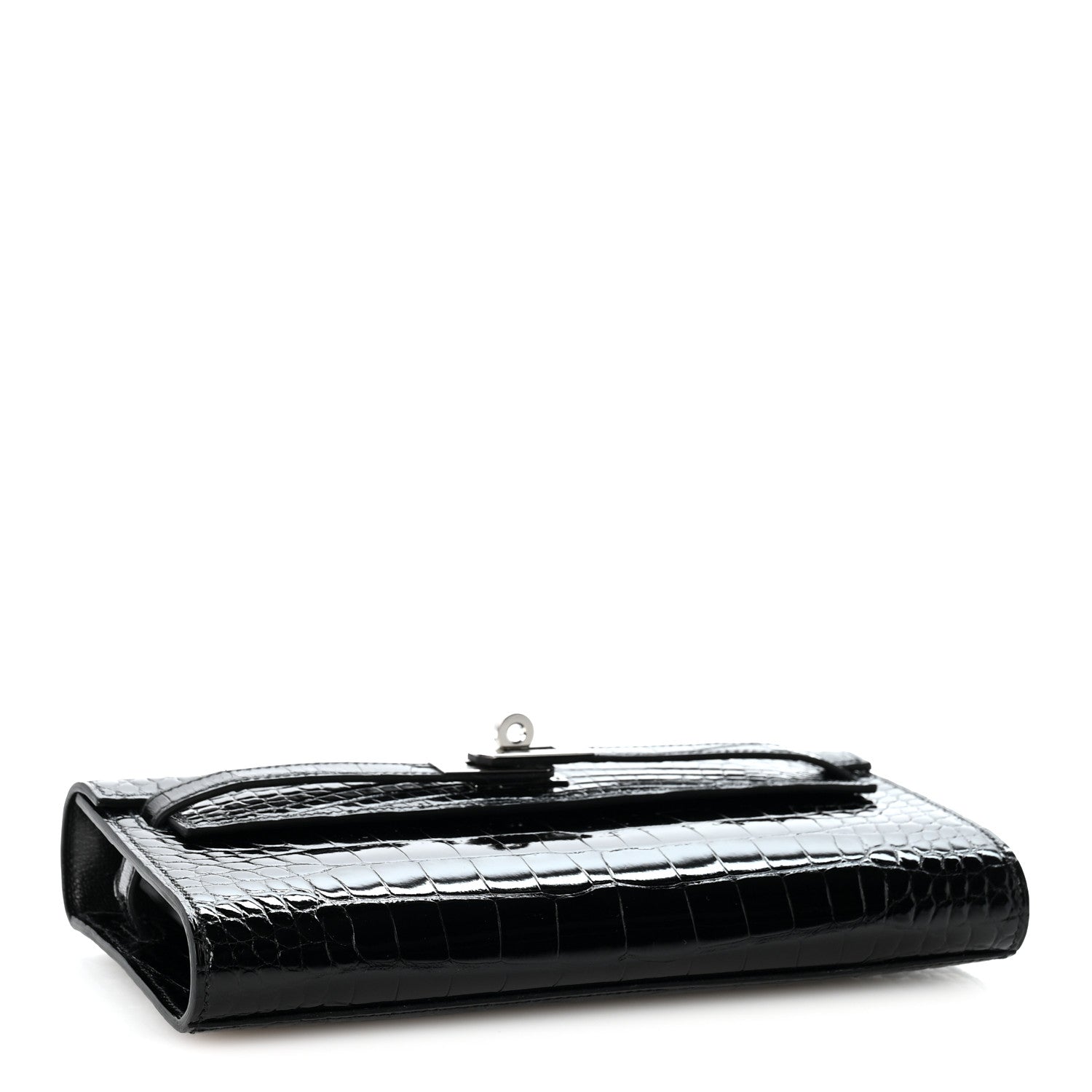 Shiny Alligator Kelly Wallet To Go Black