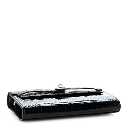 Shiny Alligator Kelly Wallet To Go Black