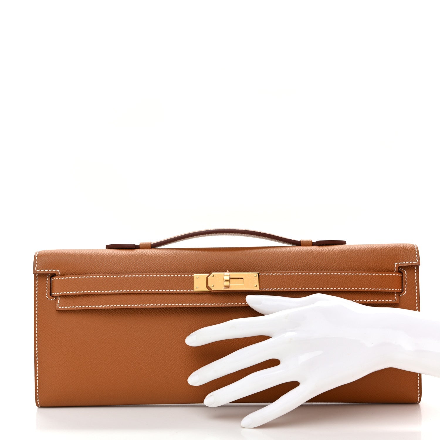 Epsom Kelly Cut Clutch Pochette Gold
