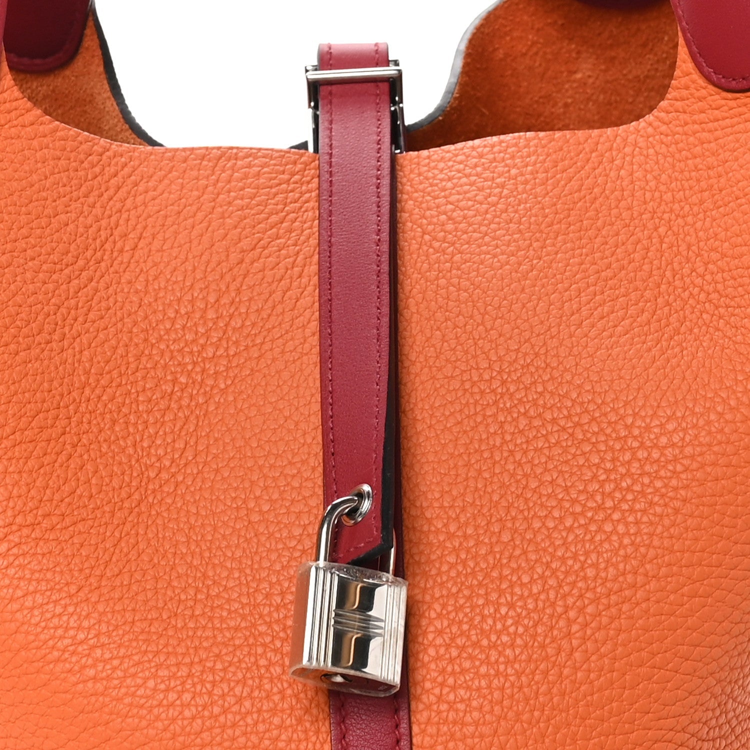 Taurillon Clemence Swift Eclat Picotin Lock 22 MM Orange Rouge Grenat